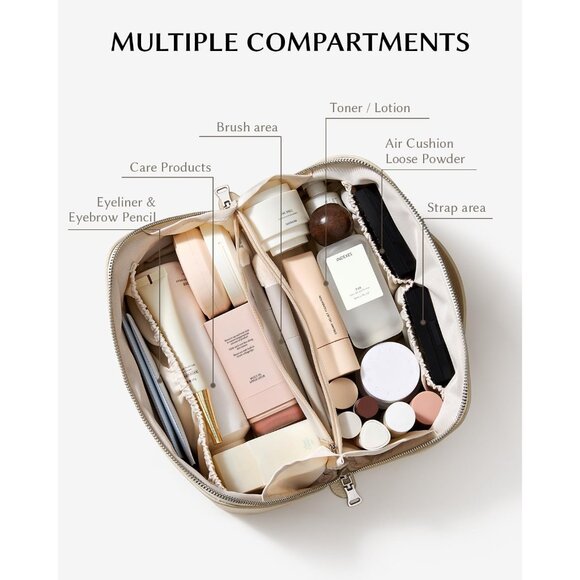 Women KB-White Large Capacity Cosmetic Travel Makeup Waterproof Portable Bag - Picture 2 of 6